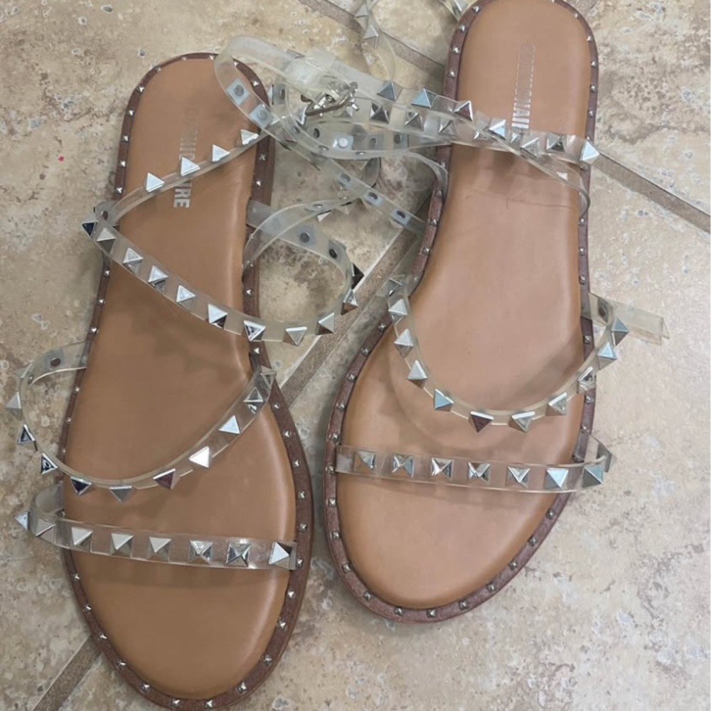 Elegant Studded Clear Strap Sandals